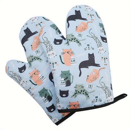 [1 Pair Heat Resistant Gloves] 1 Pair Oven Gloves, Thickened Insulated Gloves, Heat Resistant Anti Scalding Gloves, Oven Gloves For Kitchen, Gauntlet Oven Mitts Breathable For Cake Cookware Microwave Pizza Chef Pot BBQ, Kitch