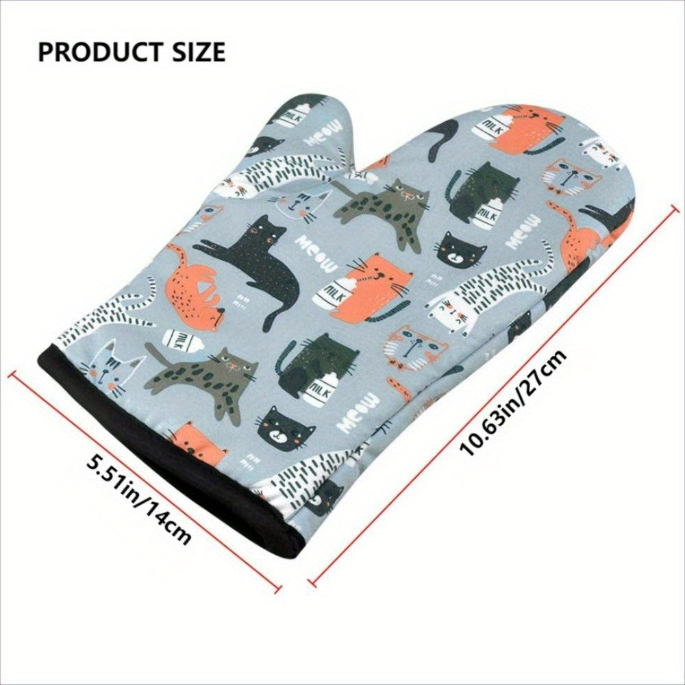[1 Pair Heat Resistant Gloves] 1 Pair Oven Gloves, Thickened Insulated Gloves, Heat Resistant Anti Scalding Gloves, Oven Gloves For Kitchen, Gauntlet Oven Mitts Breathable For Cake Cookware Microwave Pizza Chef Pot BBQ, Kitch