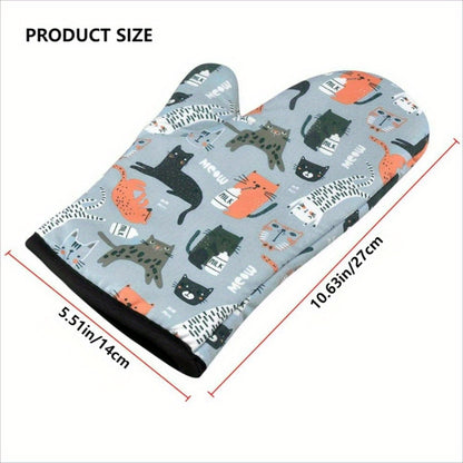 [1 Pair Heat Resistant Gloves] 1 Pair Oven Gloves, Thickened Insulated Gloves, Heat Resistant Anti Scalding Gloves, Oven Gloves For Kitchen, Gauntlet Oven Mitts Breathable For Cake Cookware Microwave Pizza Chef Pot BBQ, Kitch
