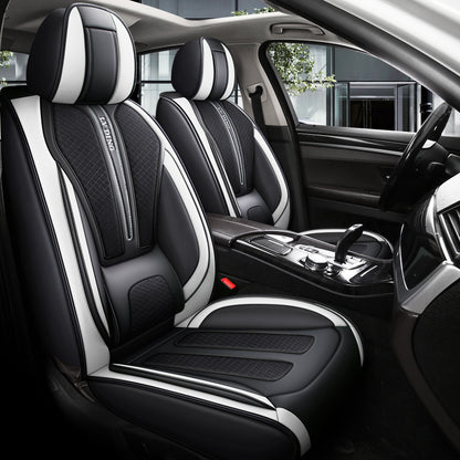 Full Set Car Seat Covers, Sport Style, Universal Fit, Full Coverage, Breathable Mesh, Lumbar Support, Trendy Automotive Seat Protector, All-Season