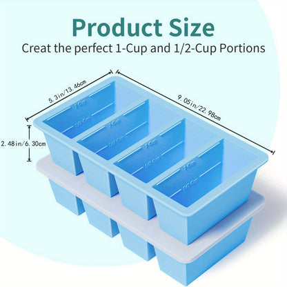 2pcs Silicone Soup Freezer Trays With Lids, Water Blue - Perfect For Freezing Broth, Sauces, Kitchen Storage Accessories