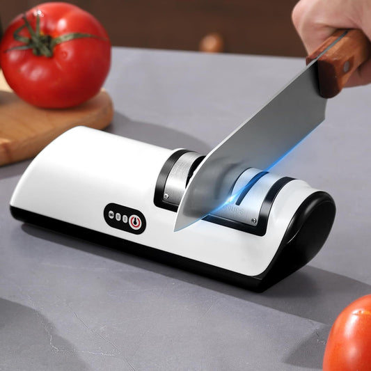 Professional Electric Knife Sharpener 2-Stage Heavy-Duty Suitable for Kitchen Knives with Quick Sharpening & Polishing System, Low Voltage Operation, Compact for & Commercial Use, Easy to Use for Chef Knives, Steak Knives, Ut
