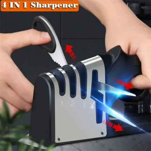 4-in-1 Professional Tungsten Fast Sharpener for Kitchen Knives and Scissors - Household Knife Tool