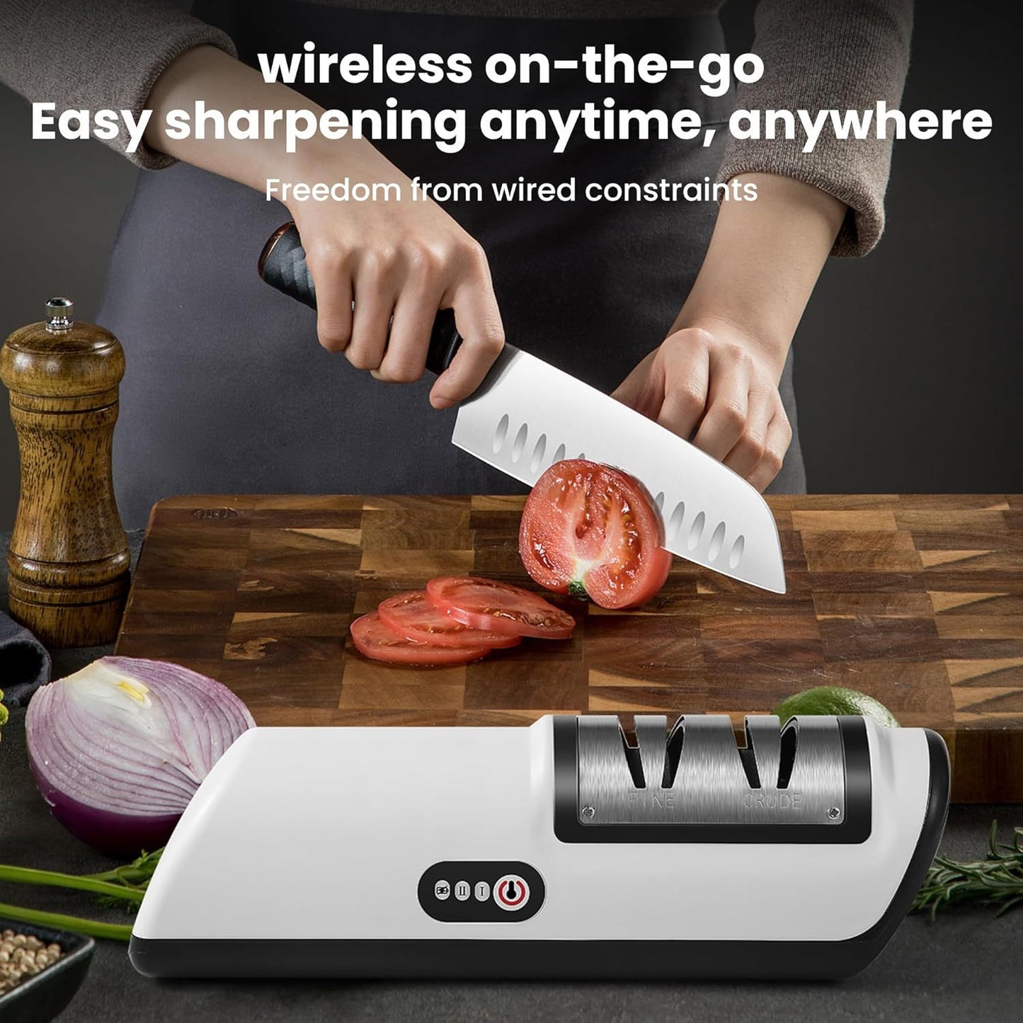 Knife Sharpener Professional 2-Stage Electric Knife Sharpener, Knife Sharpener for Kitchen Knives with Quick Sharpening and Polishing Function, Easy to use for all kinds of kitchen knives
