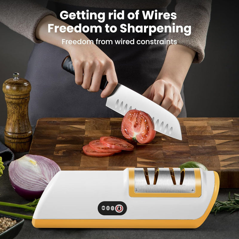 Knife Sharpener Professional 2-Stage Electric Knife Sharpener, Knife Sharpener for Kitchen Knives with Quick Sharpening and Polishing Function, Easy to use for all kinds of kitchen knives