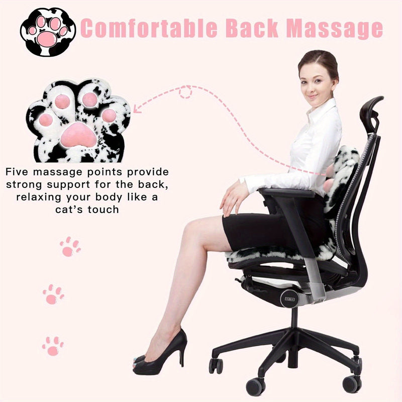 L-Shape Cat Paw Cushion - Soft Milk Velour Plush Chair Pillow with Faux Rabbit Fur, Cute Kawaii Gaming & Office Seat Cushion for Gamer Girls, Comfy Floor Seat for Room Decor, 100% Polyester, Dry Clean Only