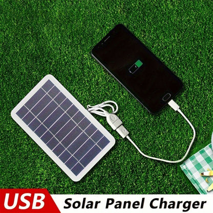 1PC Universal USB Solar Charger Panel 2W 5V, Portable Waterproof Outdoor Solar Charging for Travel & Camping, Compatible with Phones, Power Banks, Flashlights, Fans - Female to Male Connector