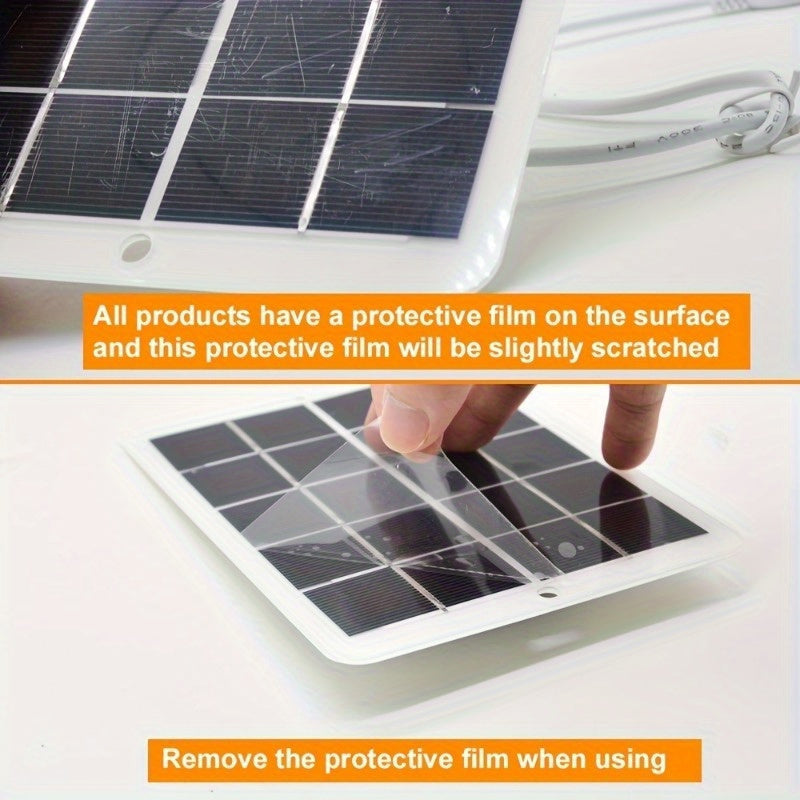 1PC Universal USB Solar Charger Panel 2W 5V, Portable Waterproof Outdoor Solar Charging for Travel & Camping, Compatible with Phones, Power Banks, Flashlights, Fans - Female to Male Connector