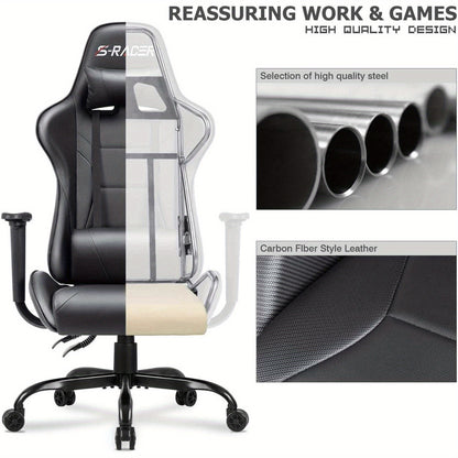 Gaming Chair Office Chair High Back Racing Computer Chair PU Leather Adjustable Seat Height Swivel Chair Ergonomic Executive Chair with Headrest