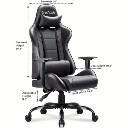 Gaming Chair Office Chair High Back Racing Computer Chair PU Leather Adjustable Seat Height Swivel Chair Ergonomic Executive Chair with Headrest