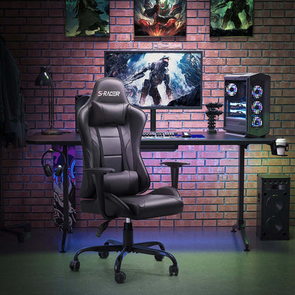 Gaming Chair Office Chair High Back Racing Computer Chair PU Leather Adjustable Seat Height Swivel Chair Ergonomic Executive Chair with Headrest