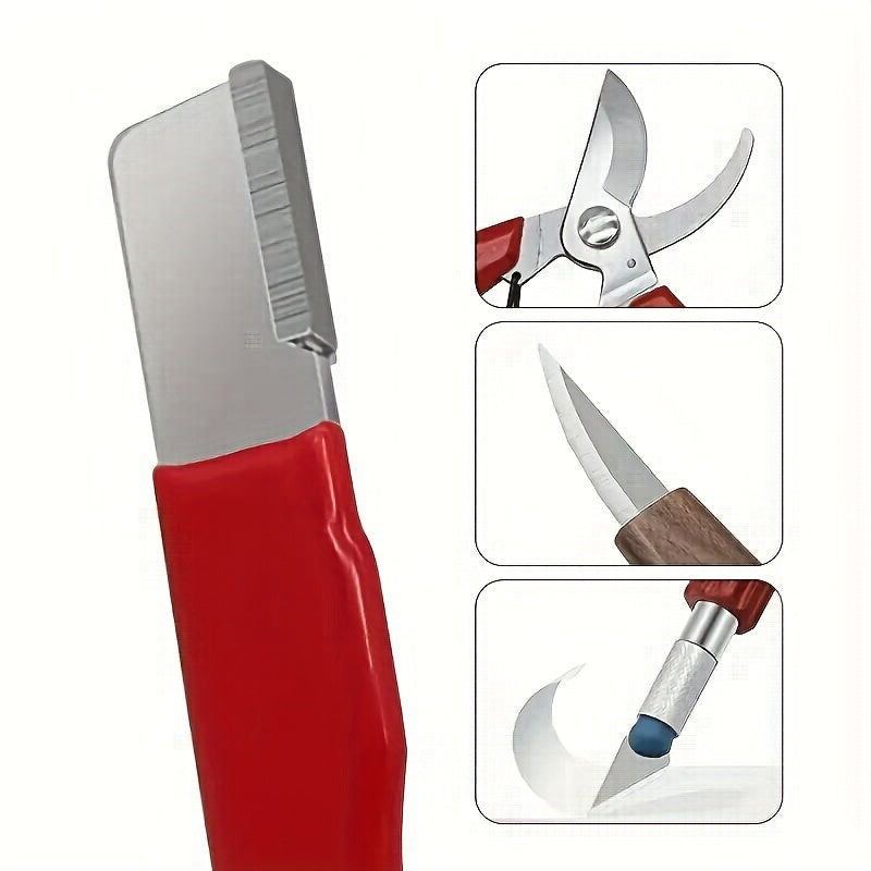 304 Stainless Steel Professional Sharpening Stone Set - Dual Grit, Multi-Use Sharpener for Kitchen Knives, Garden Shears & Tools, with Tungsten & Diamond Ceramic Stones