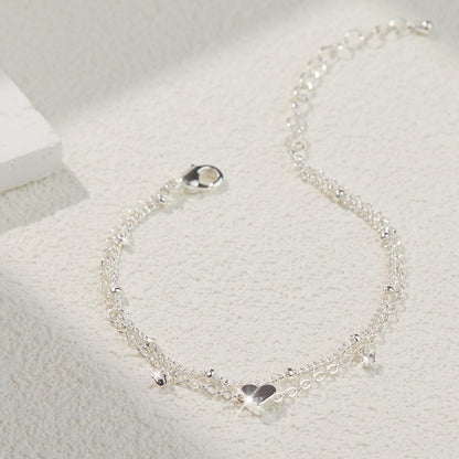 Sterling Silver Anklet Bracelets for Women Waterproof, 925 Sliver Plated CZ &amp; Heart Charm Dainty Layer Anklets for Women Trendy, Simple Chain Anklets Set Gifts for Teen Girl, Jewelry Gifts for Her Women Mom Wife Girlfrien