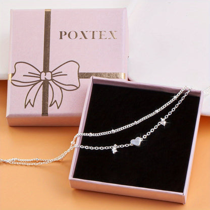 Sterling Silver Anklet Bracelets for Women Waterproof, 925 Sliver Plated CZ &amp; Heart Charm Dainty Layer Anklets for Women Trendy, Simple Chain Anklets Set Gifts for Teen Girl, Jewelry Gifts for Her Women Mom Wife Girlfrien