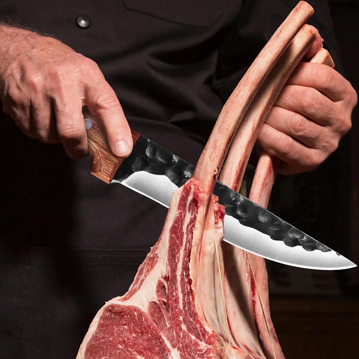 1PC Boning Knife Professional 6.5" Forged Kitchen Knife Chef Knife Butcher Fish Filleting Meat Cleaver Stainless Steel Cooking Tools Camping Knife HuntingKnife for Outdoor