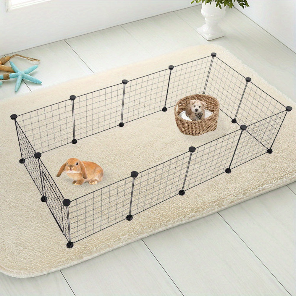 1PCSmall Animal Exercise Pen Crate Kennel Hutch for GuineaPet Playpen Bunny Cage Pet Pens Lightweight Portable Pet Fence with Anti- Slip Features, Suitable for Hedgehogs, Hamsters, and Rabbits- Pet Toys