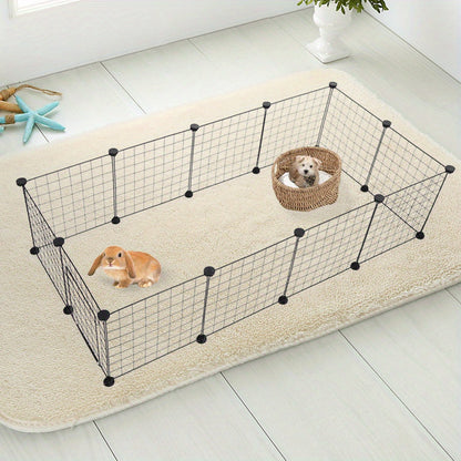 1PCSmall Animal Exercise Pen Crate Kennel Hutch for GuineaPet Playpen Bunny Cage Pet Pens Lightweight Portable Pet Fence with Anti- Slip Features, Suitable for Hedgehogs, Hamsters, and Rabbits- Pet Toys