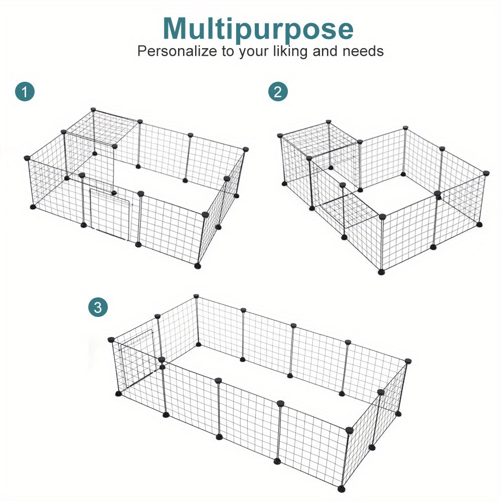 1PCSmall Animal Exercise Pen Crate Kennel Hutch for GuineaPet Playpen Bunny Cage Pet Pens Lightweight Portable Pet Fence with Anti- Slip Features, Suitable for Hedgehogs, Hamsters, and Rabbits- Pet Toys
