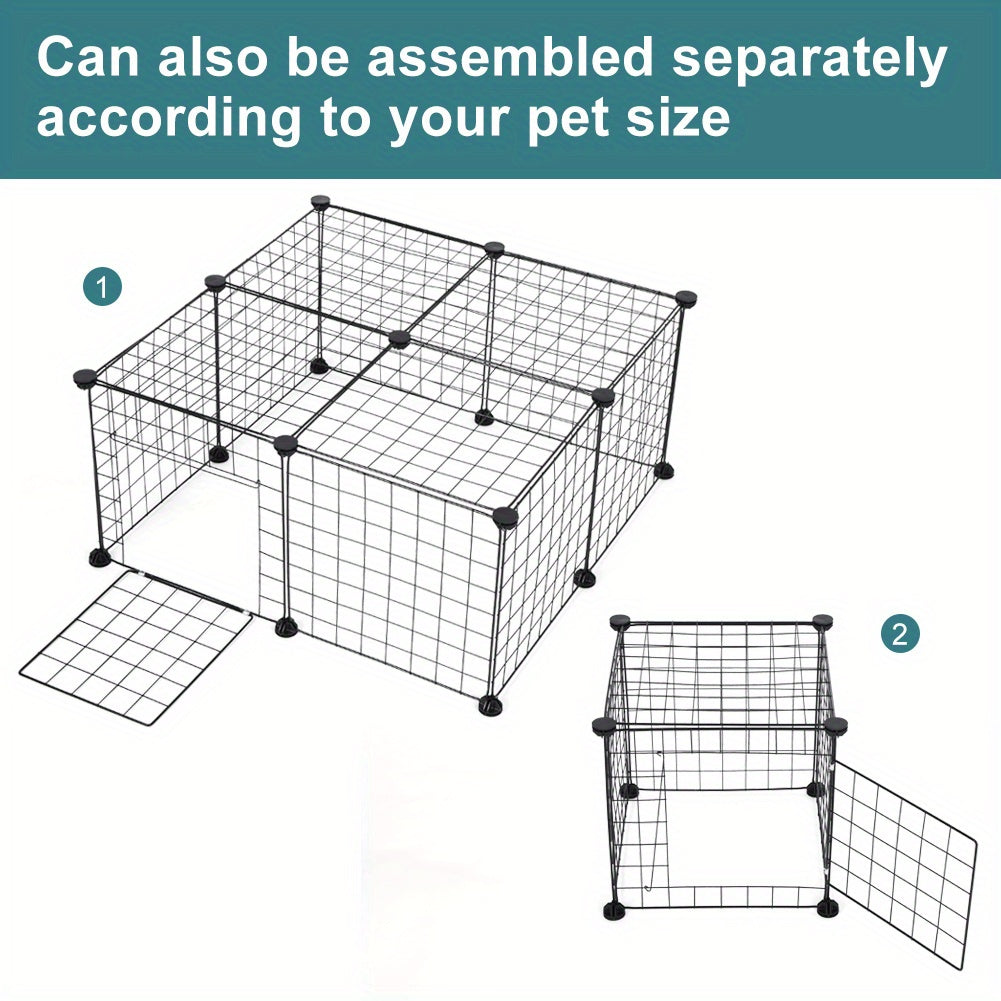 1PCSmall Animal Exercise Pen Crate Kennel Hutch for GuineaPet Playpen Bunny Cage Pet Pens Lightweight Portable Pet Fence with Anti- Slip Features, Suitable for Hedgehogs, Hamsters, and Rabbits- Pet Toys