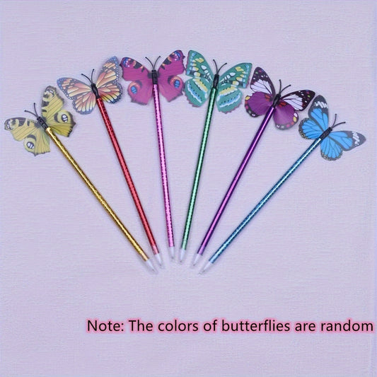 12-Pack Butterfly Ballpoint Pens for Office and Student Use - Medium Point, Click-Off Cap, Hexagonal Body Shape, Plastic Material, Suitable for Ages 14+ - Assorted Decorative Writing Instruments for Business Gifts and Supplie