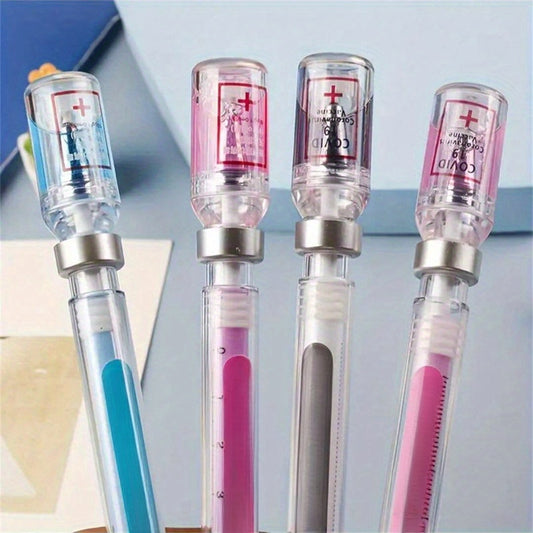 2-Pack Syringe Gel Ink Pens, Novelty Decompression Signatures Rollerball Pens, Medical Vaccine Themed Writing Instruments for Nurses, Doctors, Students