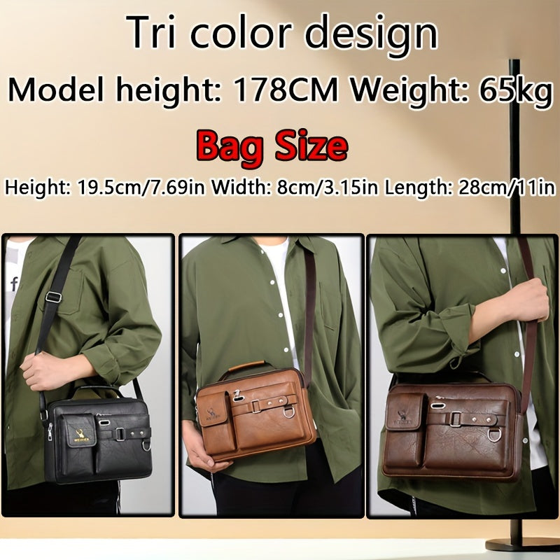 WEIXIER Men's Crossbody Bag Compatible for / - Adjustable Business & Casual Shoulder Pack, Office Bag, Gift for, Husband, Boyfriend ( Material)