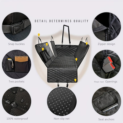 Dog Seat Cover for Back Seat, 100% Waterproof Dog Car Seat Covers with Mesh Window, Scratch Prevent Antinslip Dog Car Hammock, Car Seat Covers for Dogs, Dog Backseat Cover for Cars, Standard