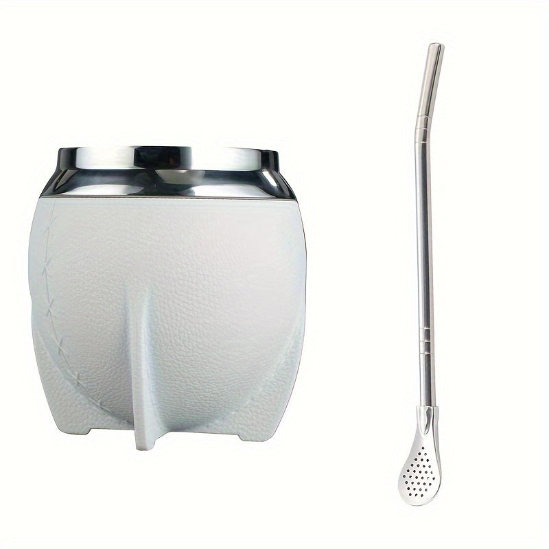1pc, Yerba Mate Gourd With Bombilla, 9.47oz Stainless Steel Yerba Mate Cup, Double Wall Traditional Tea Cup, Drinkware, Christmas Gifts