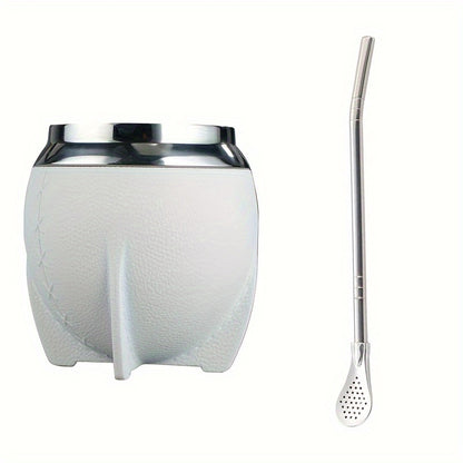 1pc, Yerba Mate Gourd With Bombilla, 9.47oz Stainless Steel Yerba Mate Cup, Double Wall Traditional Tea Cup, Drinkware, Christmas Gifts
