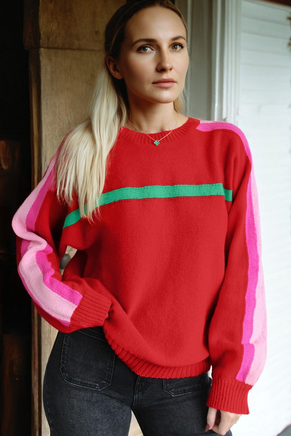 Fiery Red Christmas Holly Festive Holiday Sweater