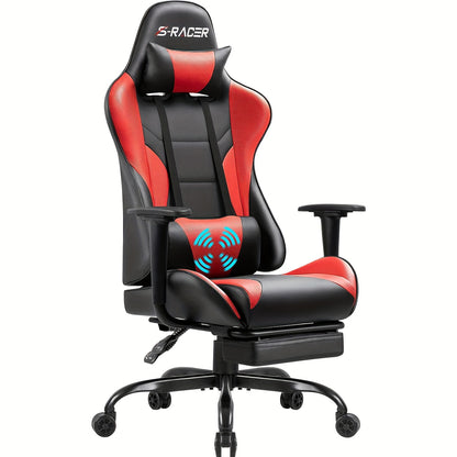 Gaming Chair Massage Office Chair High Back PU Leather Chair with Footrest