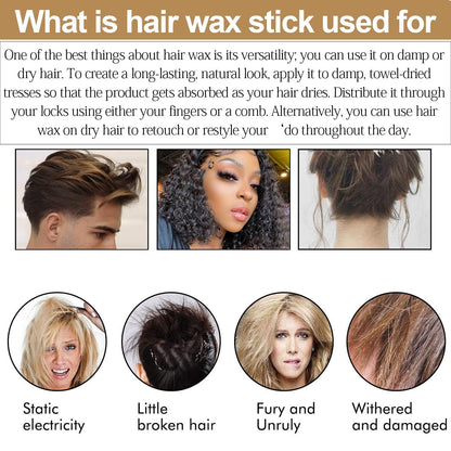 Hair Wax Stick, Flyaways Hair Styling Wax for Edge Control and Taming Youngsters' Hair