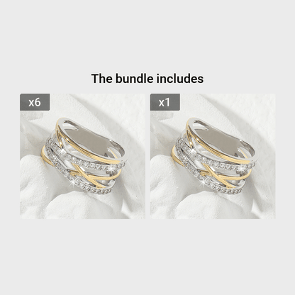 Luxury Infinity zirconia Eternity Ring 18K Gold Plated Wedding Engagement Party Decor For Bride Women Girls Gift