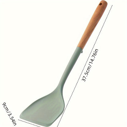 Silicone Kitchen Utensil Set - Long Handle Spatula & Soup Ladle, Non-Stick Cooking Tools for Home and Restaurant Use