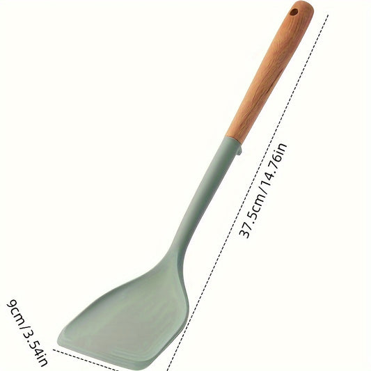 Silicone Kitchen Utensil Set - Long Handle Spatula & Soup Ladle, Non-Stick Cooking Tools for Home and Restaurant Use