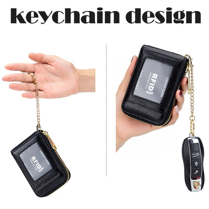 [RFID Credit Card Holder] Casual RFID Credit Card Holder, Multi-compartment Wallet - Simple Zip Around Card Case