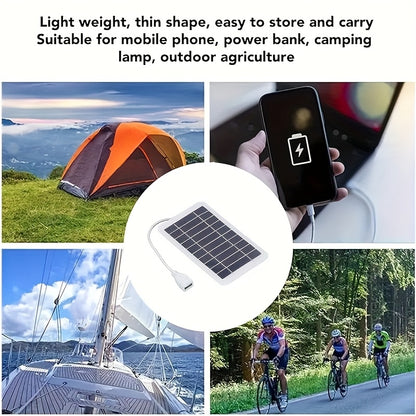2W 5V Portable Solar Panel, High-Efficiency Monocrystalline USB Fast Charging Board with High Quality & Dustproof Design for Phones / Power Banks / Sports Cameras - Perfect Outdoor Emergency Backup and Gift Idea