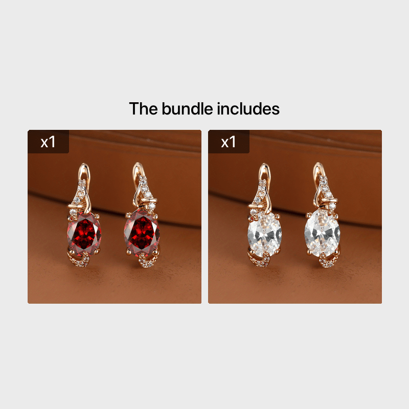 Women's 18K Gold Plated Blue Stone Stud Earrings - Elegant Round Oval Cut, Synthetic Cubic Zirconia, Copper Ear Needle - All-Season Jewelry | Trendy Design | Durable Plating