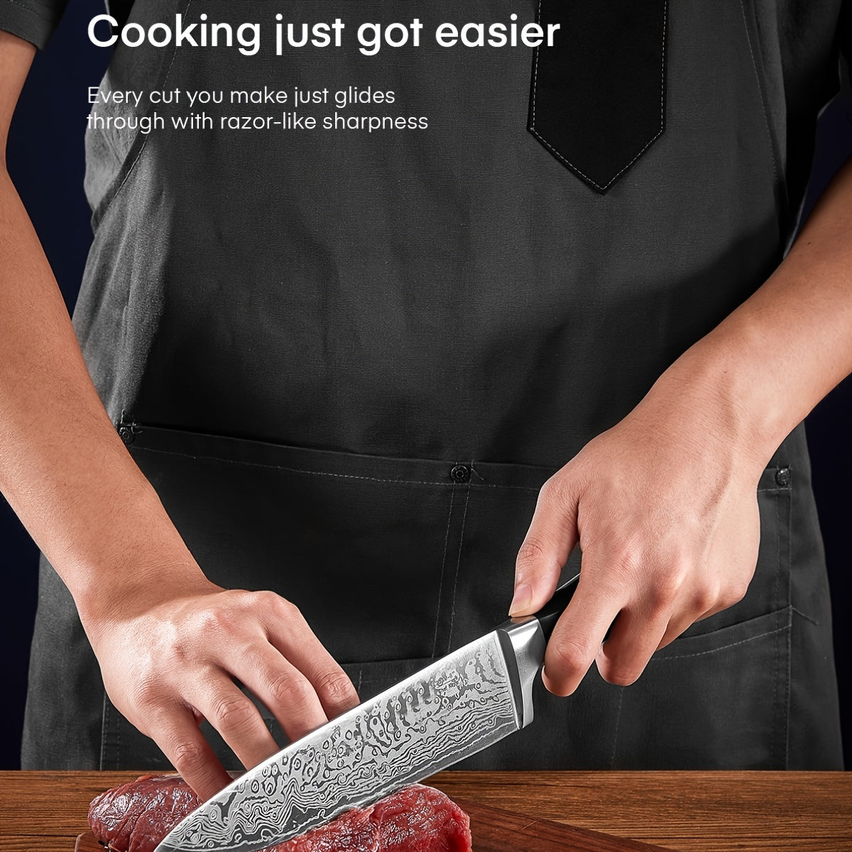 14 Pieces Kitchen Knife Set With Built-in Sharpener, Stainless Steel Kitchen Knives With Unique Waved Pattern, Non-slip Handle, Black