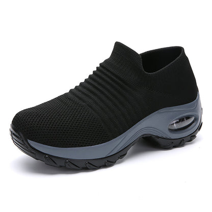 Womens Lightweight Air Cushion Sole Sneakers - Breathable Mesh Running Shoes with Stylish Low Top Design - Ideal for Comfort and Style