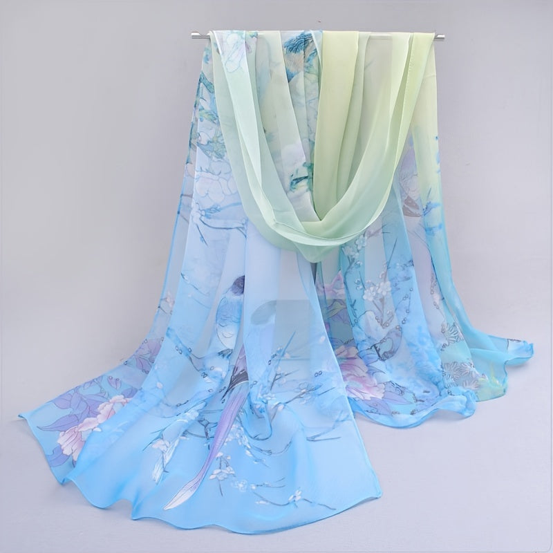 Elegant Thin Chiffon Scarf |, Animal Print, Breathable, Windproof, Decorative, Suitable for Weekend Casual, Machine Washable