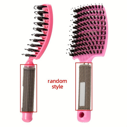 1pc Curved Vented Professional Detangling Hair Brush | Magic Scalp Massage Comb for Women, Ideal for Wet Curly Hair, Styling Tool, ABS Plastic Handle, Nylon Bristles - Perfect Christmas Gift for Friends/Relatives