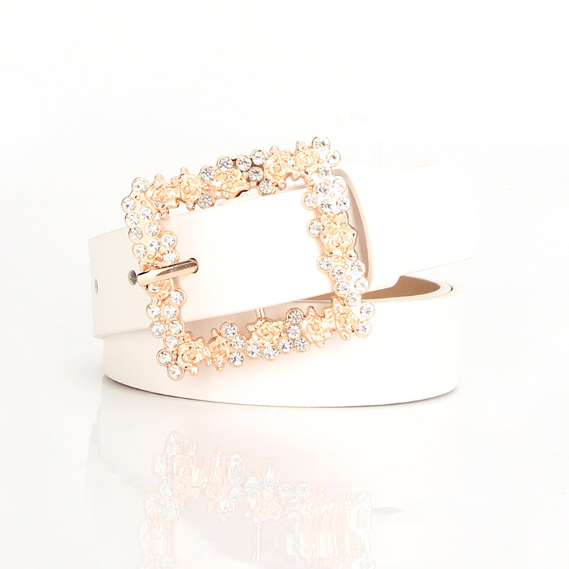 [Elegant Belt] 2023 Women's Fashion Accessory, Elegant Alloy Rhinestone Pin Buckle Belt, Versatile Dress Decorative Accessory, Casual & Sporty Style, Hand Washable - Ideal for Weekend and Festive Occasions, Weekend Casual Wea