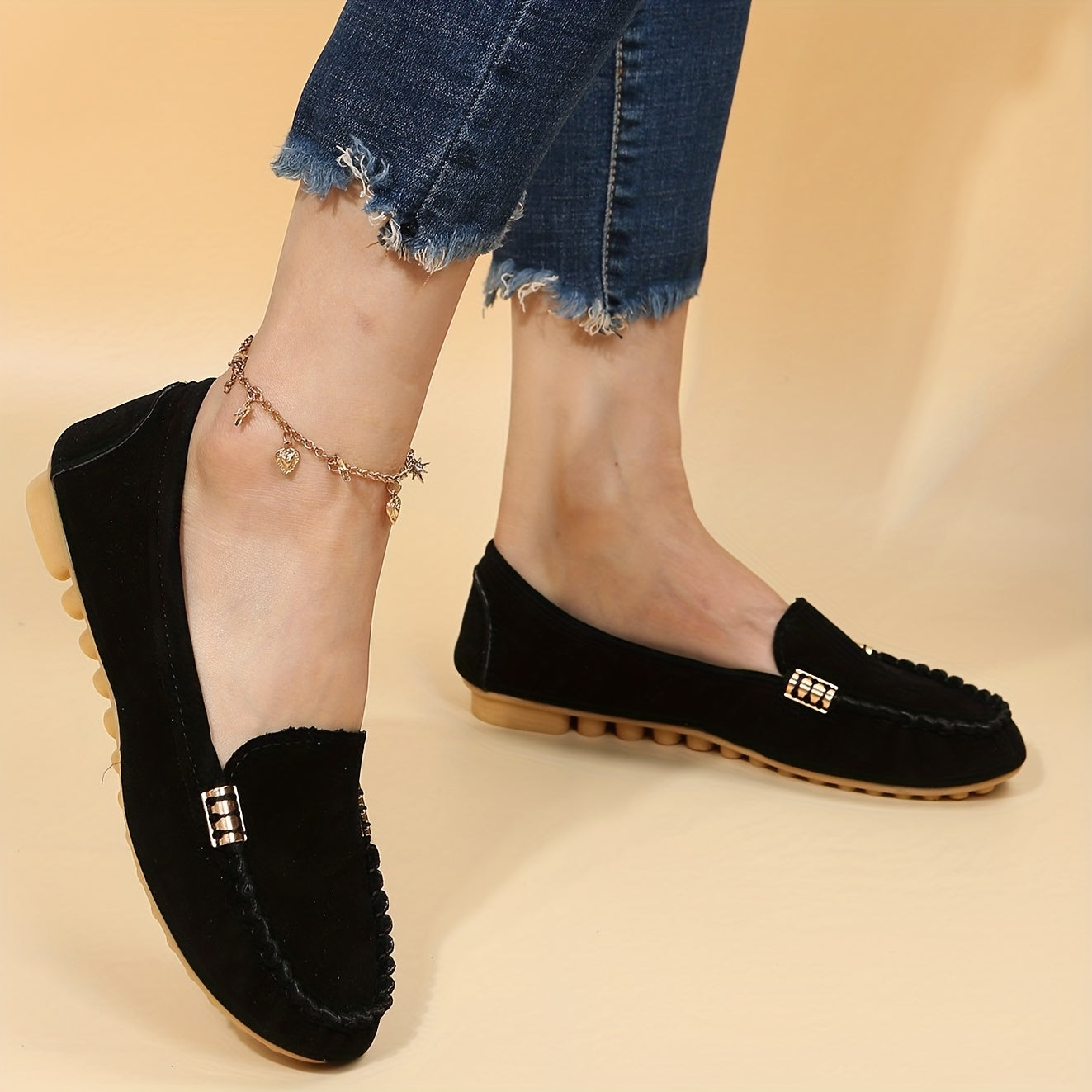 [Comfortable Loafers] Comfortable Round Toe Loafers | Women's Solid Slip On Shoes, Women's Footwear