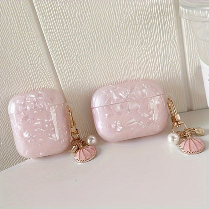 Pink Shell Pattern Case - Plus Shell Pendant, Durable Protective Case for AirPods Pro 2nd Gen, AirPod 1/2, AirPod 3