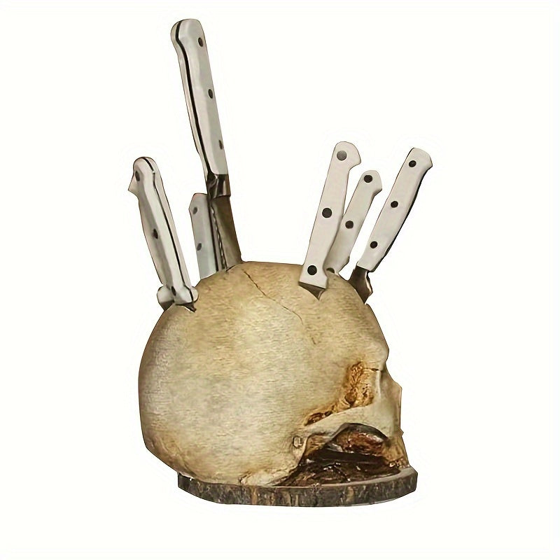 1pc Skull Knife Holder Kitchen Storage Rack Home Decor Resin Craft Party Supplies Quirky Decoration