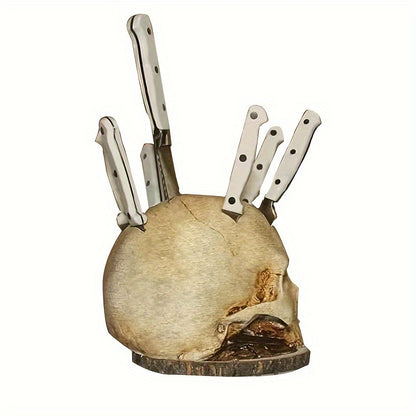1pc Skull Knife Holder Kitchen Storage Rack Home Decor Resin Craft Party Supplies Quirky Decoration