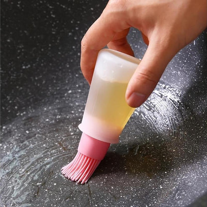 High-Temp Resistant Silicone Bbq Oil Brush With Dispenser - Outdoor Cooking Essential, Kitchen Gadget