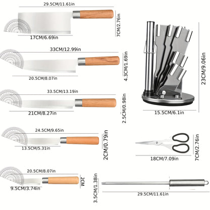 8-piece set of outdoor minimalist knives, stainless steel kitchen and home kitchen knives, cutting vegetables, meat, and fruits set