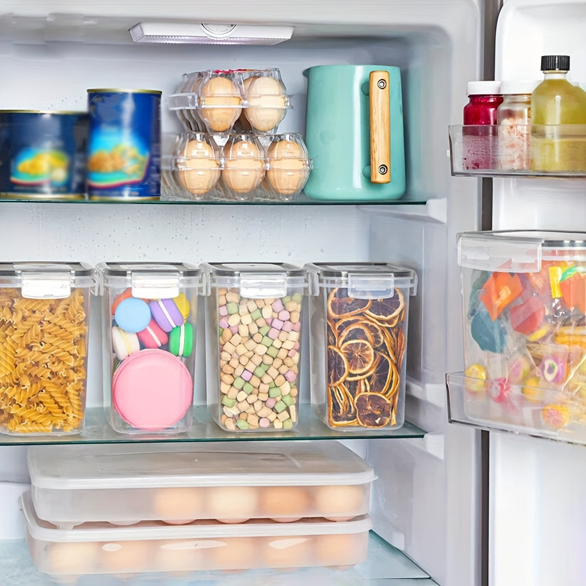 Set of Sealed Kitchen Storage Containers in Various Sizes, Free from BPA, Designed for Organizing Items Like Pasta, Snacks, Sugar, And Grains, Ensuring for longer Freshness